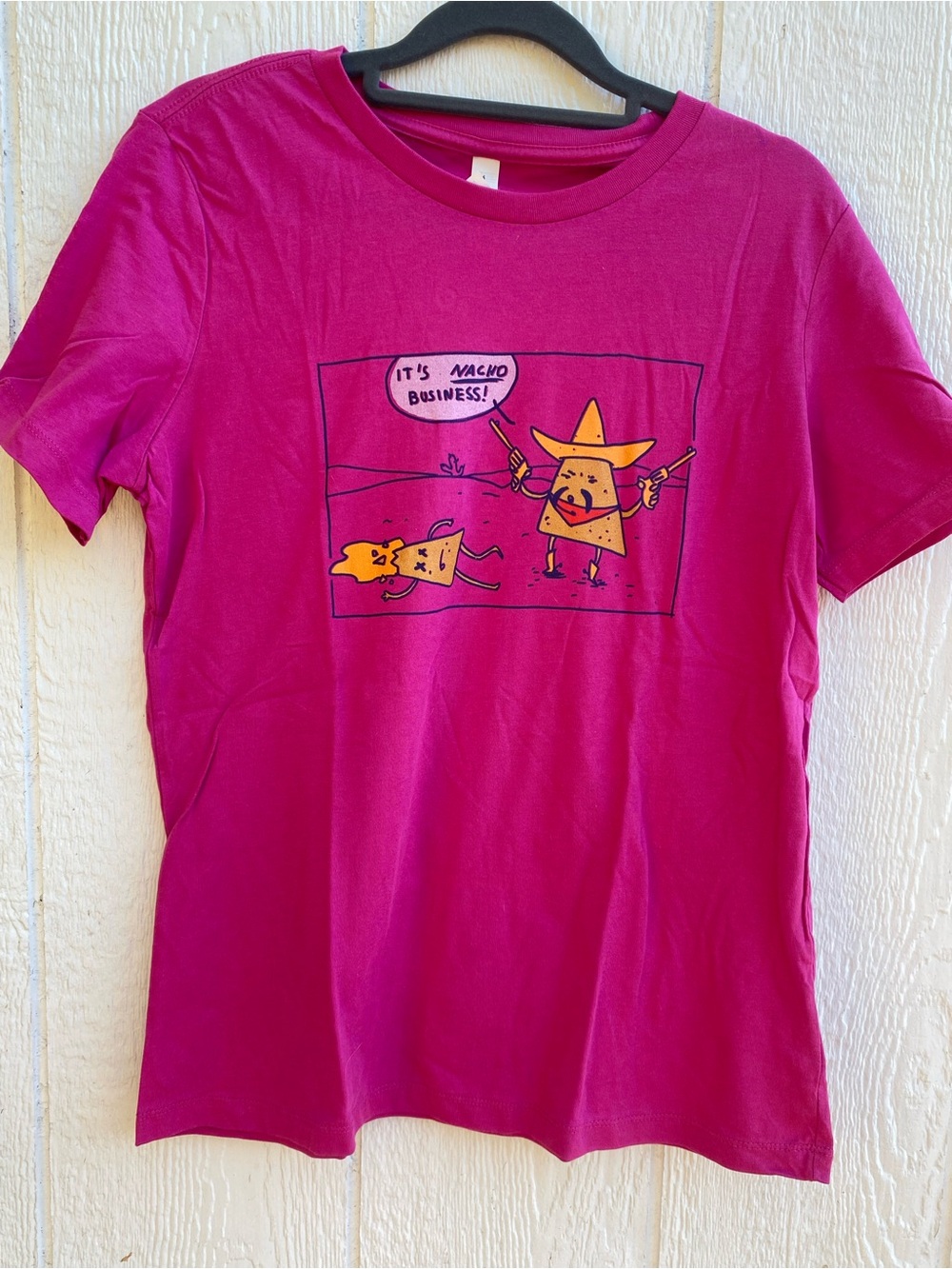Bella Canvas Bright Pink Kids Graphic Tee with Nacho Cartoon